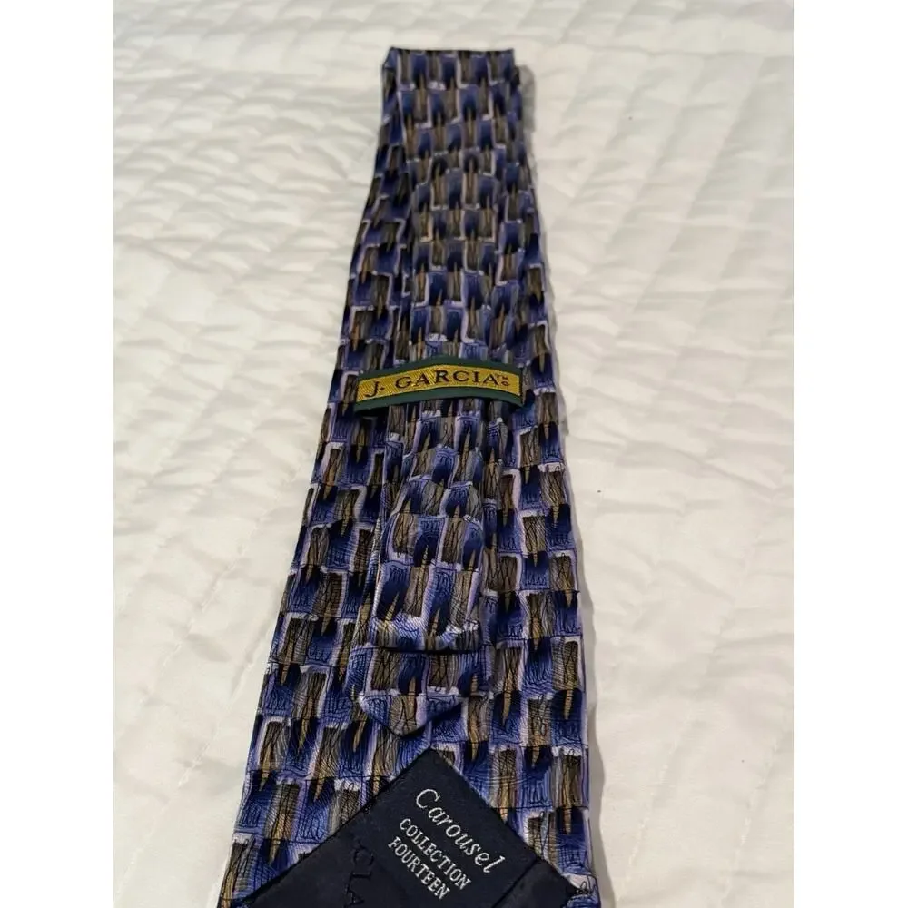 J Garcia Carousel Collection 14 Silk Tie 1996 Jerry Garcia Blue Abstract